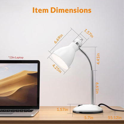 LEPOWER Metal Desk Lamp, Eye-Caring Table Lamp, Study Lamps with Flexible Goose Neck for Bedroom, Home Office (Matte Black)