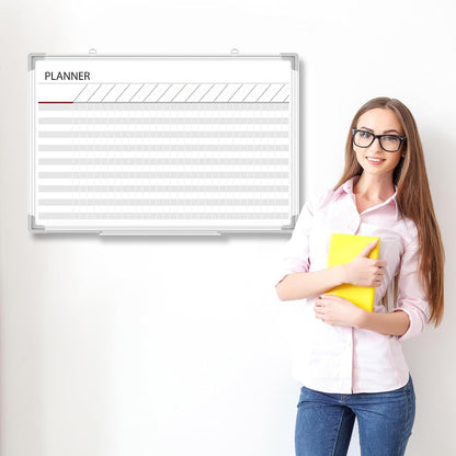 Lincia Aluminum Frame Dry Erase Board with Lines, Double Sided Wall-Mounted Whiteboard for Scheduling, to Do Lists & Weekly Planning, Reusable Calendar for Home & Work(Project Planning Board,24"x18")