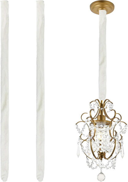 NICENEEDED 2 Pack Chandelier Fabric Cord Cover, White Chandelier Chain Cover Chain Cable Sleeve, Velvet Cloth Fabric Chain Sleeve Cord Hider Cable Management 47.2 inches