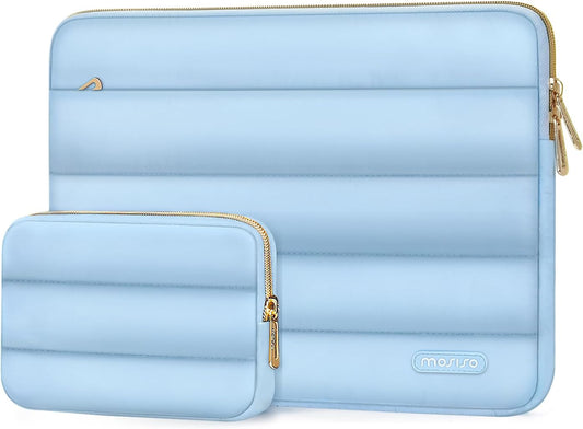 MOSISO Laptop Case 13.3 inch,13-13.3 inch Puffy Laptop Sleeve Compatible with MacBook Neo/Air 13.6 M5 M4 M3 M2 M1/Pro 13/14,HP Dell ASUS Lenovo,Polyester Horizontal Bag with Small Case, Sand