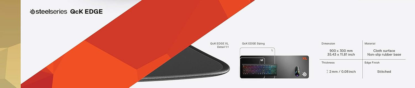 SteelSeries QcK Gaming Mouse Pad - XXL Cloth - Peak Tracking and Stability - Esports Mousepad - Never-Slip - Full Desk Coverage