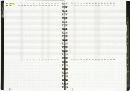 Maruman Mnemosyne Lined Notebook- Vertical A5, 5.83" x 8.27", 70 Sheets / 140 Pages, 7mm College Ruled With Center Line Journal, Perforated Pages & Wire-Bound to Lay Flat, Black, Made in Japan - Colors A