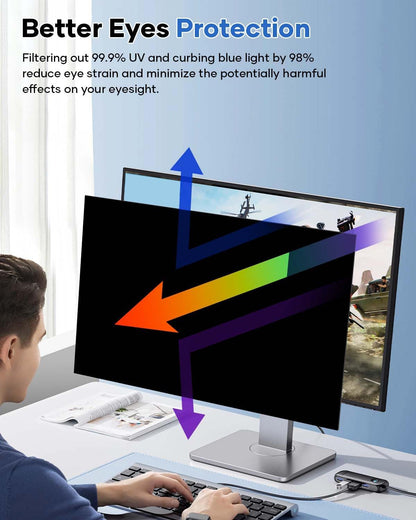 [2 Pack] 24 Inch Computer Privacy Screen for 16:9 Aspect Ratio Widescreen Monitor, Eye Protecting Anti-glare Blue Light Display Screen Privacy Protection, Removable Anti-scratch Coating