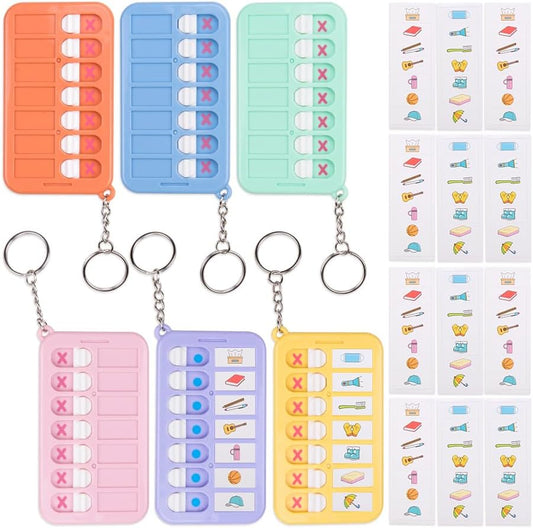 ZORZA 6Pcs Portable Chore Planner Key Chains & Behavior Tracker Creative DIY Task Board with Checklist Memo Board Schedule Key Rings & List Cards Stickers for Efficient Daily Habit Planning