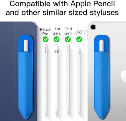 MoKo Pencil Holder Sticker Fit Apple Pencil Pro, Apple Pencil (USB-C), iPencil 1st/2nd Generation, Elastic Pencil Pocket Pouch Adhesive Sleeve Attached to iPad Case for Stylus Pens,Black