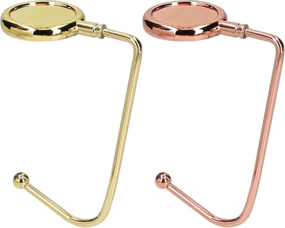kwmobile Purse Hook for Table - Set of 2 Purse Holder - Handbag Hanger - Portable Bag Holder - Bag Hooks for Desk - Table Hook Gold