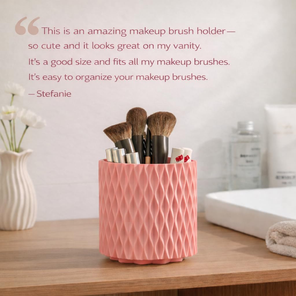 Makeup Brush Holder Organizer, 360° Rotating 5-Slot Make up Brushes Cup for Cosmetic, Lipstick, Hair Brush Holder - Spinning Vanity Countertop Caddy for Bathroom, Dorm & Office, Black