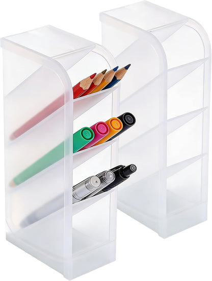 Angled Pen Holder Desk Organizer, 4 Grids Vertical Marker Organizer Pen Display Holder for Desk Stationery Pencil Storage
