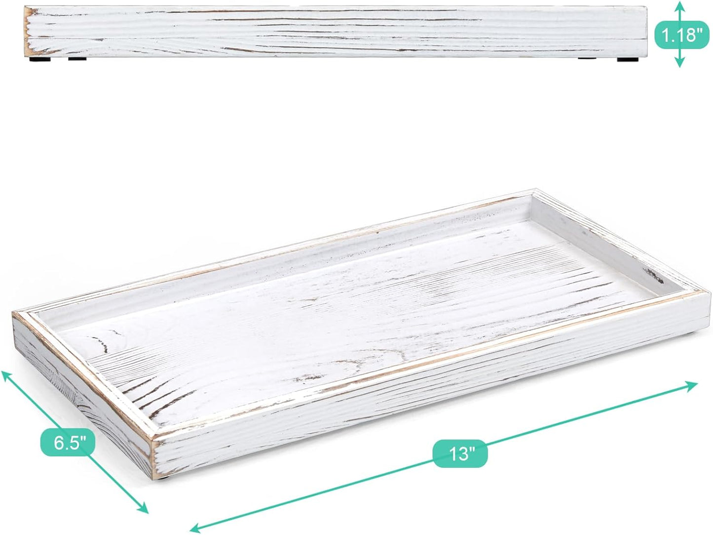 ALELION 8" Acacia Wood Bathroom Vanity Tray for Counter - Dresser Top Tray for Perfume Jewelry Candle Key Catchall - Small Kitchen Countertop Organizer for Soap Dispenser and Sponge Holder