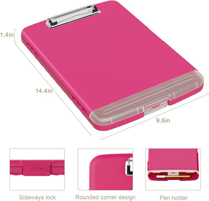 Piasoenc Clipboard with Storage, 8.5 x 11 Organization Box with Pen Holder and A4 Legal Paper Folder, Folio & Side-Opening, Low Profile Clip,for Nurses,Teachers, Size 14 x 9.6 x 1.2 in, Black