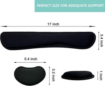 Keyboard Wrist Rest Mouse Wrist Support Set, Memory Foam Wrist Rest Pad for Computer Laptop Keyboard Mouse, Ergonomic Wrist Cushion Support for Typing Pain Relief, Gaming Home Office, Flowers Grass