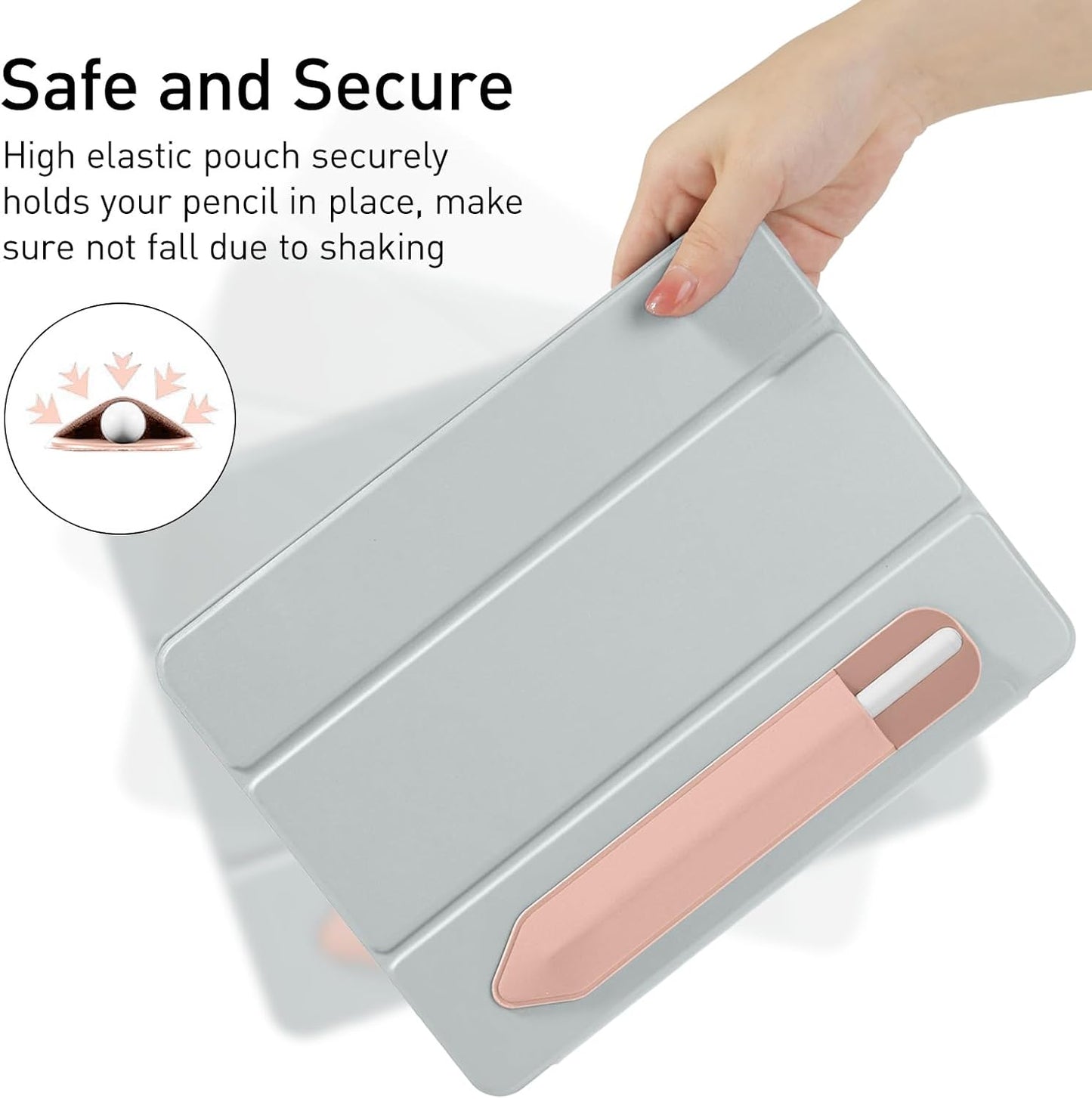 DTTO Pencil Holder for Apple Pencil 2nd & 1st Generation Case, New Apple Pencil Pro & USB-C Sleeve, Ultra-Thin Elastic Stylus Protective Pouch with Adhesive Attached to iPad, Pink Gold