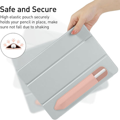 DTTO Pencil Holder for Apple Pencil 2nd & 1st Generation Case, New Apple Pencil Pro & USB-C Sleeve, Ultra-Thin Elastic Stylus Protective Pouch with Adhesive Attached to iPad, Pink Gold