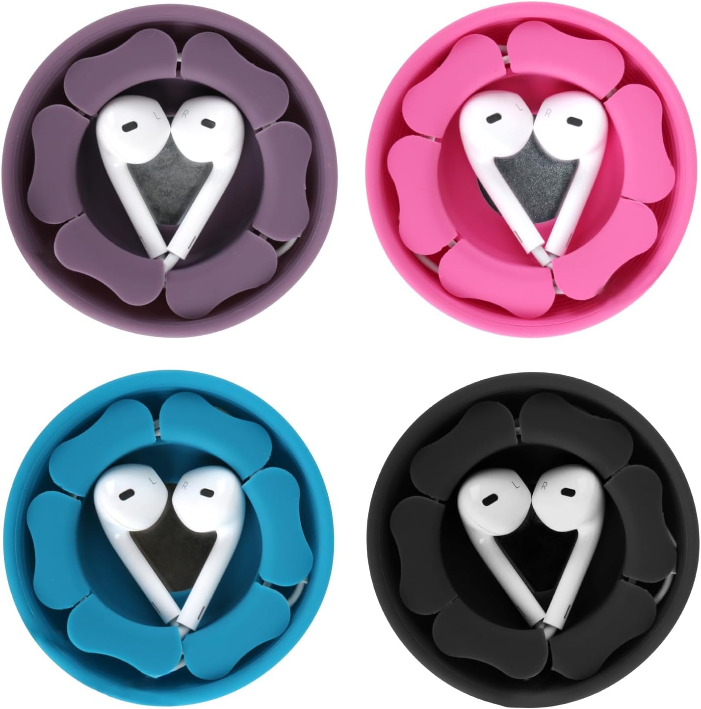 MAIRUI Wired Earbud Case 3 Pack Earphone Headphone Cord Organizer Earbuds Wrap Soft Silicone Magnetic Holder Storage Tangle Free Cable Winder(Red/Blue/Green)