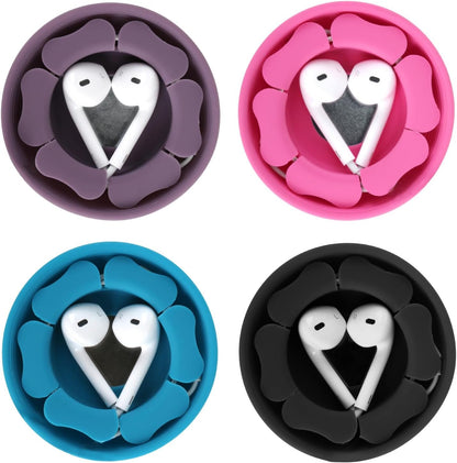 MAIRUI Wired Earbud Case 3 Pack Earphone Headphone Cord Organizer Earbuds Wrap Soft Silicone Magnetic Holder Storage Tangle Free Cable Winder(Red/Blue/Green)