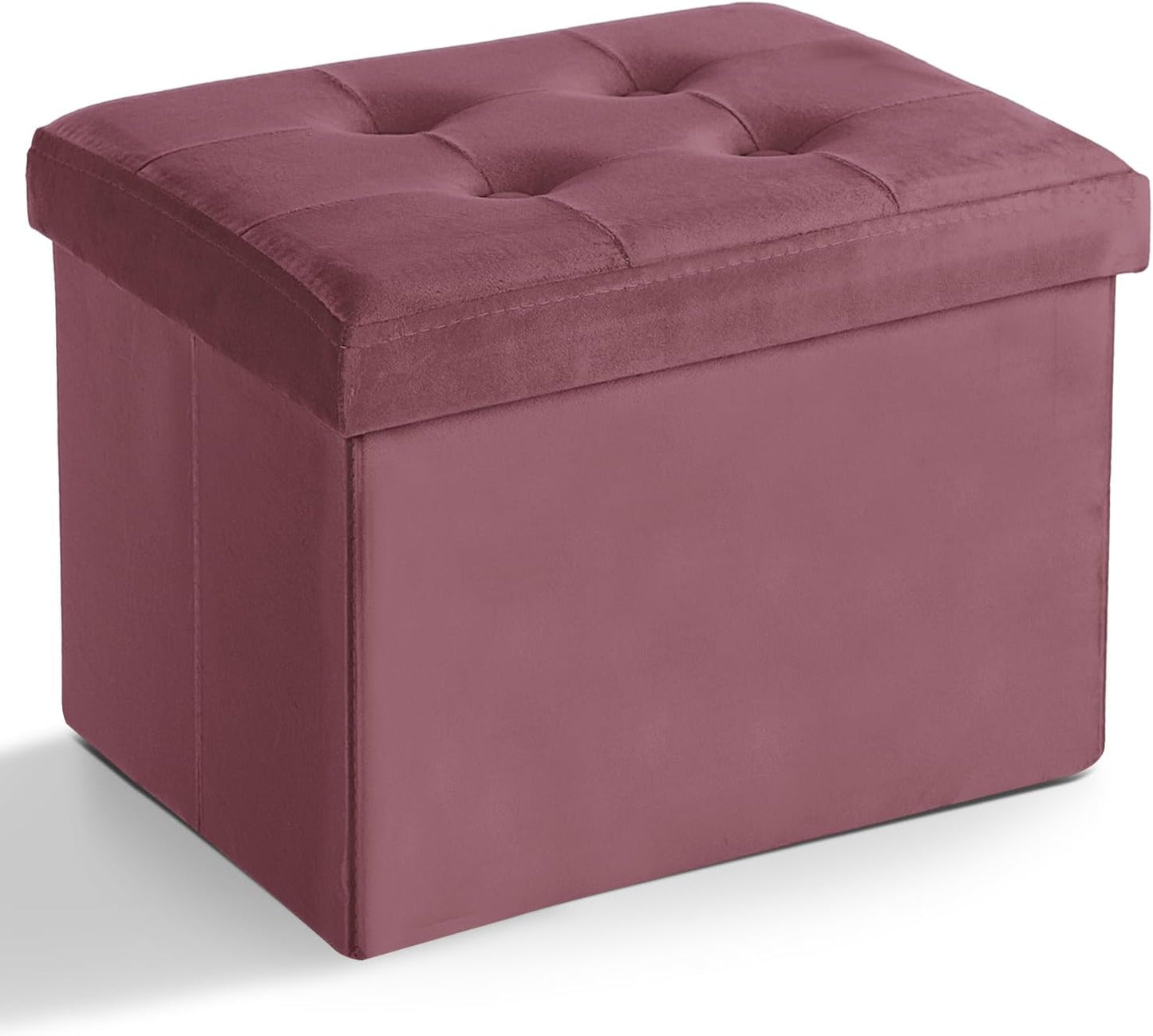 LINMAGCO Ottoman Storage Ottoman with Storage Small Foot Rest Stool Under Desk Stool Short Folding Footrest Linen Cloth Dark Gray 16X12X12IN