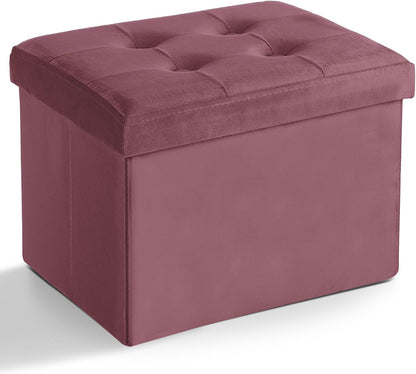 LINMAGCO Ottoman Storage Ottoman with Storage Small Foot Rest Stool Under Desk Stool Short Folding Footrest Linen Cloth Dark Gray 16X12X12IN
