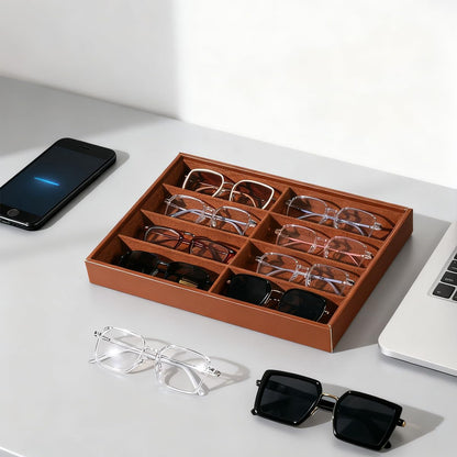 Glasses Holder Box Drawer Sunglass Organizer for Men Clear Storage Case 8 Slot Multiple Reading Glasses Display