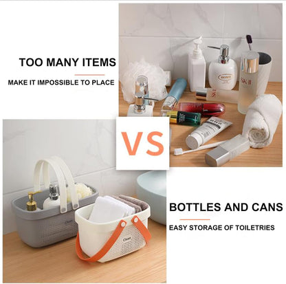 JiatuA Plastic Storage Basket with Handle Portable Shower Caddy Tote Organizer Basket Bin for Bathroom Kitchen Dorm Room Bedroom, Green