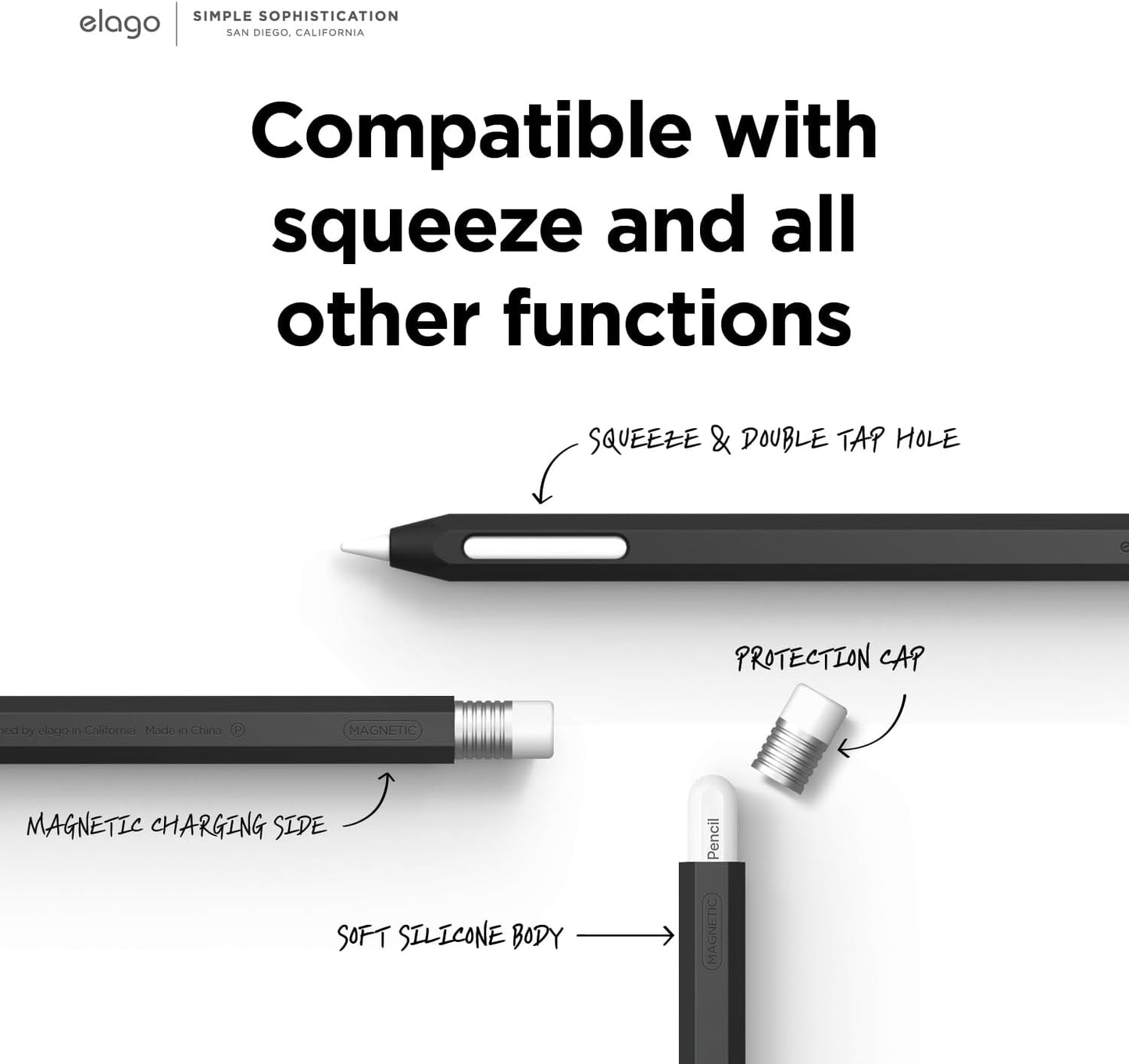 elago Compatible with Apple Pencil Pro Case & Apple Pencil 2nd Generation Case, Compatible with Magnetic Charging, Double Tap, Squeeze, Haptic (Must Read Installation Instructions) [Lovely Pink]