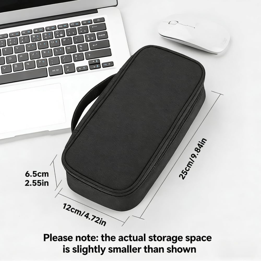 Teskyer Tech Organizer Pouch – Portable Waterproof Electronics Bag with Compartments for Cables, Chargers, Earbuds & Phone (Black)
