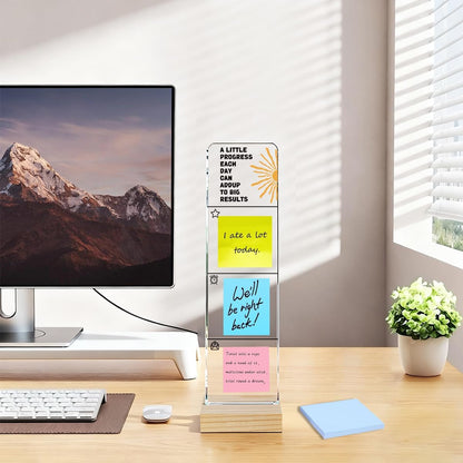 Monitor Memo Board with Removable Wooden Base Acrylic Portable Sticky Note Holder, It's Fine I'm Fine Everything is Fine Logo Office Desk Desk Set Sticky Notes 100 Sheets