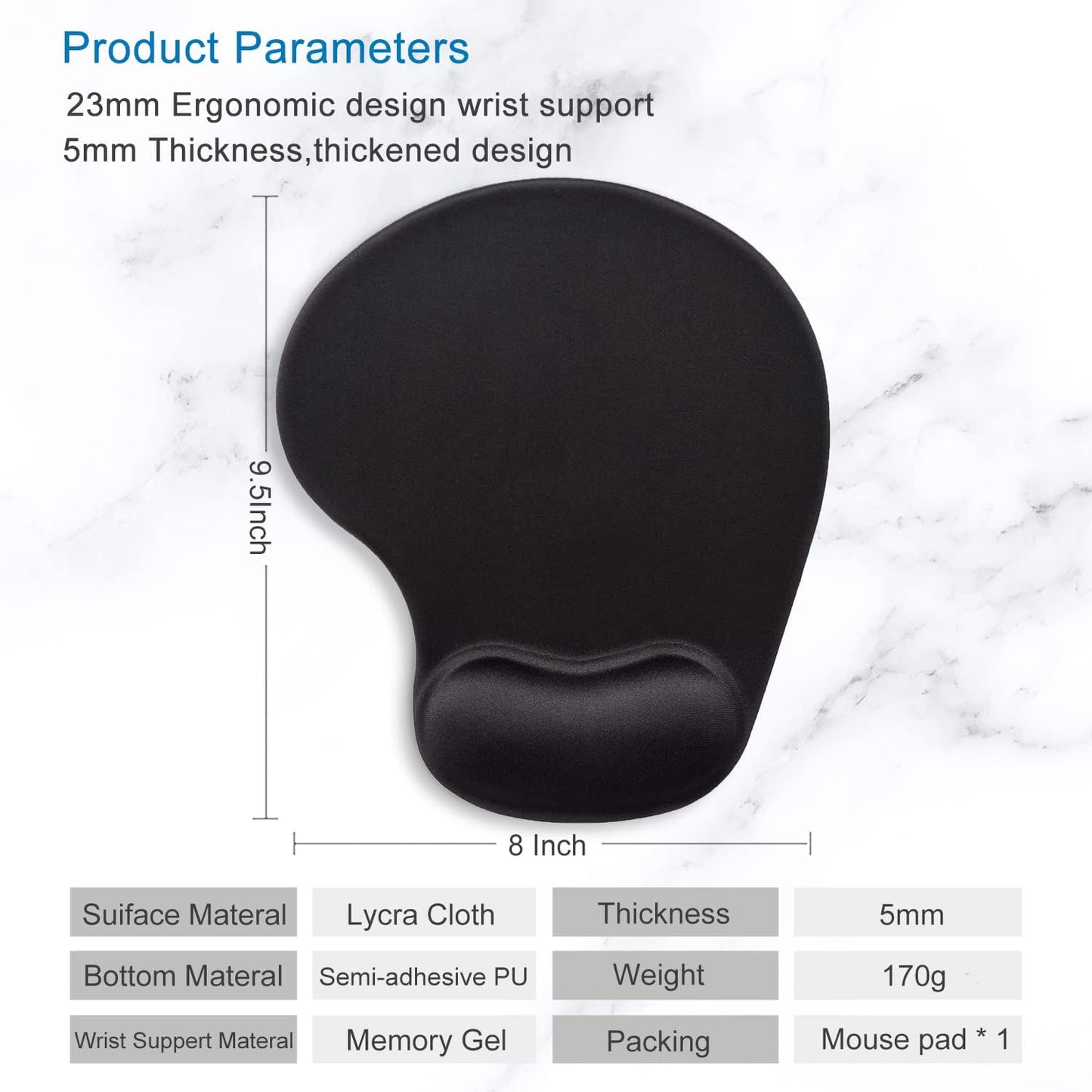 ITNRSIIET Ergonomic Mouse Pad with Gel Wrist Support Wrist Rest Smooth Surface Non-Slip PU Base Comfortable Office Supplies Pain Relief, 9.5 x 8 inches, Beach