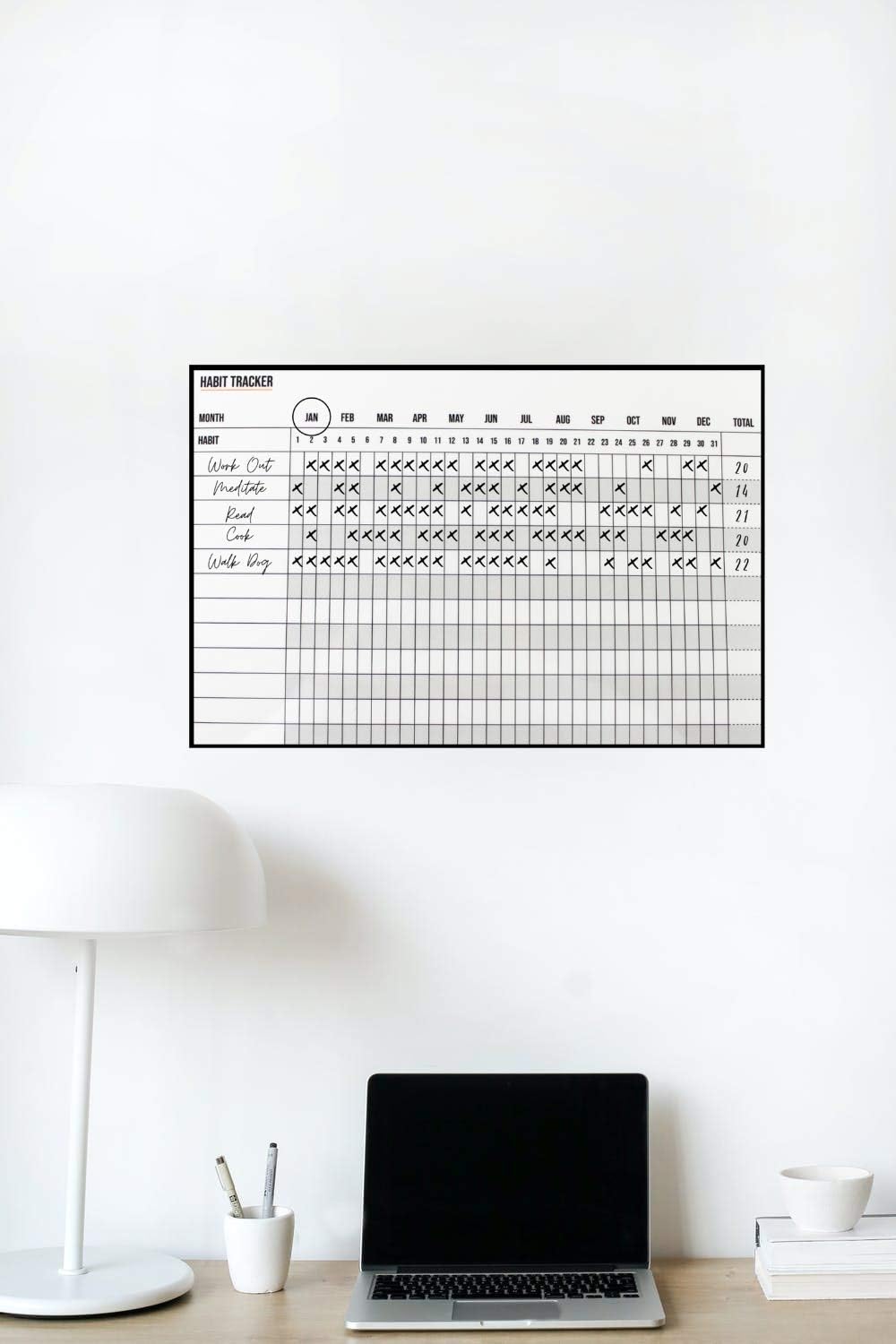 Dry Erase Calendar Double-Sided Monthly Planner Habit Tracker Journal