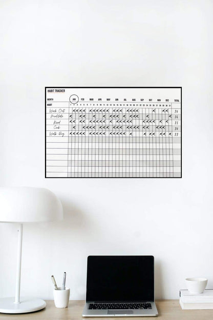 Dry Erase Calendar Double-Sided Monthly Planner Habit Tracker Journal
