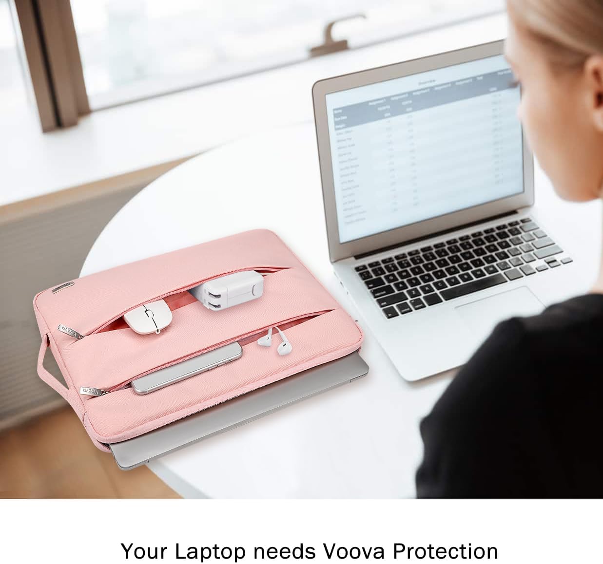 Voova 15.6 16 Inch Laptop Sleeve Case Compatible with MacBook Pro 16 M1/M2/M3/M4 Max 2019-2025, 15.6-16” Hp Lenovo Acer Asus, Waterproof Slim Computer Bag Cover with Handle, Grey