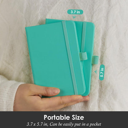 NIRMIRO 3 Pack Pocket Notebook Journals, Small Notepad Notebooks for Note Taking, A6 Mini Note pads with Pen Holder, 408 Lined Pages, 3.7" x 5.7", Black, Brown, Blue