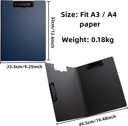 Clipboard Folder, 6 Pack A4 Foldable Clipboards File Folder Flip Writing Pad for Memo Form Document & School Office Work - Black