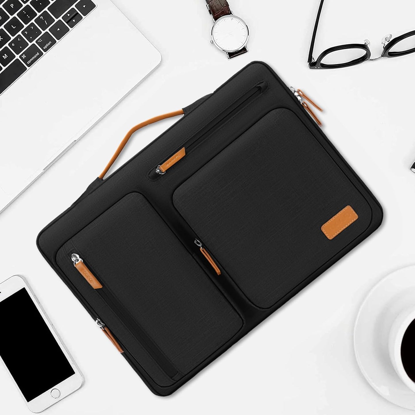 MOSISO 360 Protective Laptop Case 16 inch, 15-15.6 inch Laptop Sleeve Compatible with MacBook Pro 16, HP Acer Dell Lenovo ASUS, Side Open Carrying Case with 4 Zipper Pockets&Handle, Black
