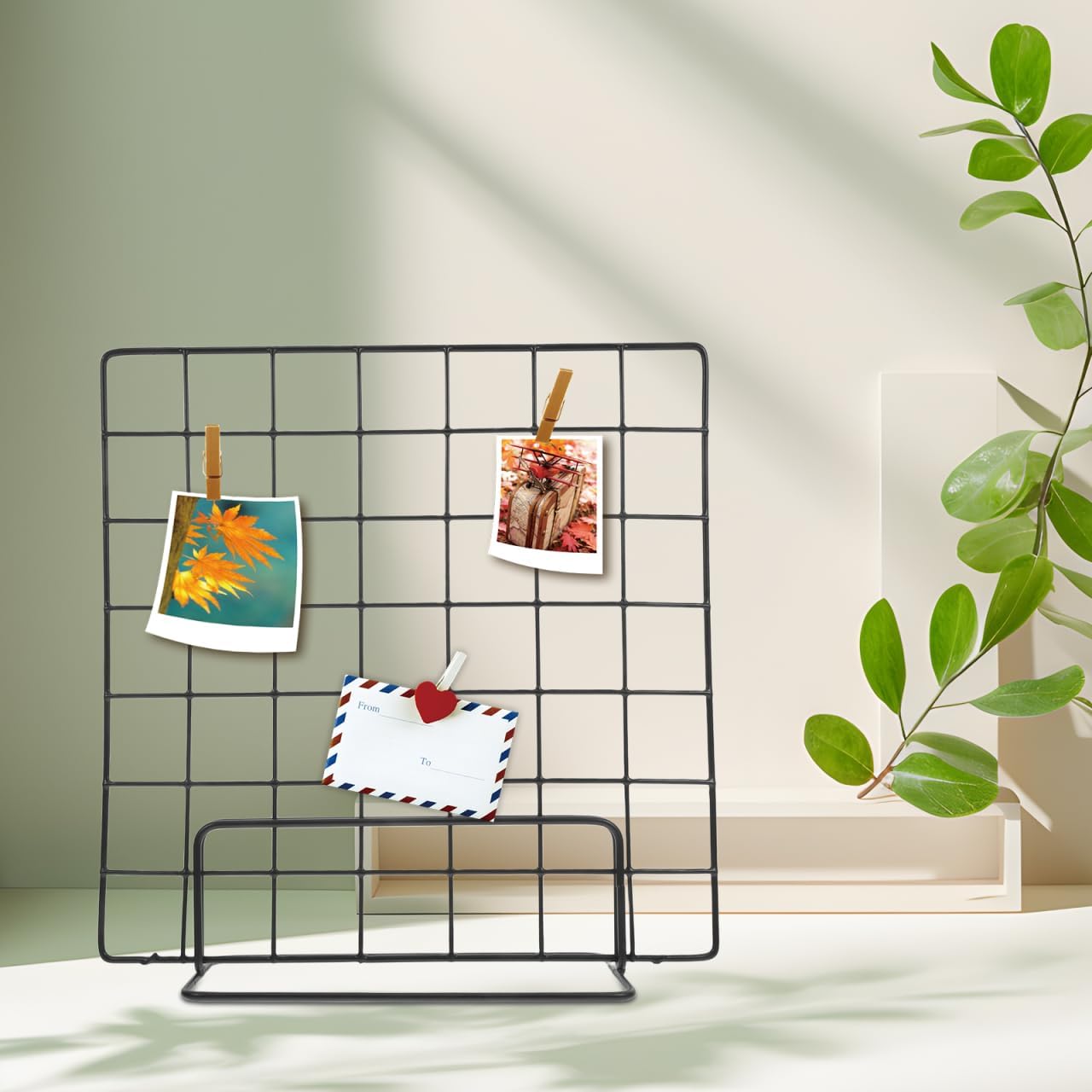 Multi-Functional Wire Grid Display Stand 13.77In Tabletop Photo Organizer Panel for Craft Shows and Desktop Display