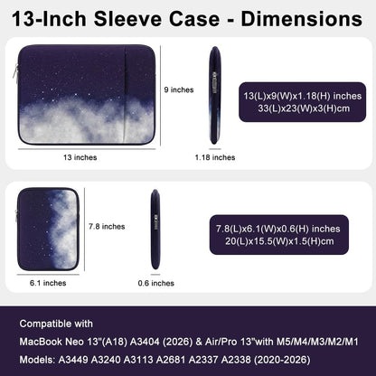Laptop Sleeve for MacBook Neo/Air/Pro 13 inches A18/M5/M4/M3/M2/M1 Chip 2026-2020 A3404 A3449 A3240 A3113 with 2 Pockets Tablet Bag Case Accessories (Bright Pink)