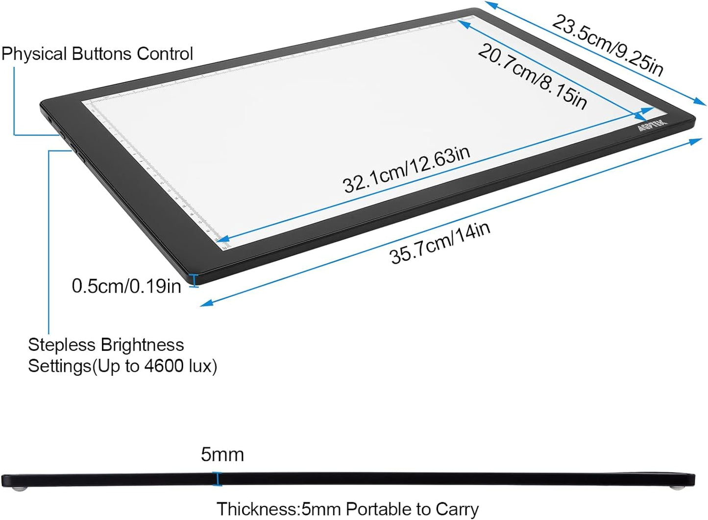 Light Box,Magnetic A4 Light Pad LED Tracing Light Board Physical Buttons Control USB Powered Ultra-thin Dimmable Brightness for Diamond Painting Tatoo Pad Animation,Sketching,Stencilling X-ray Viewing