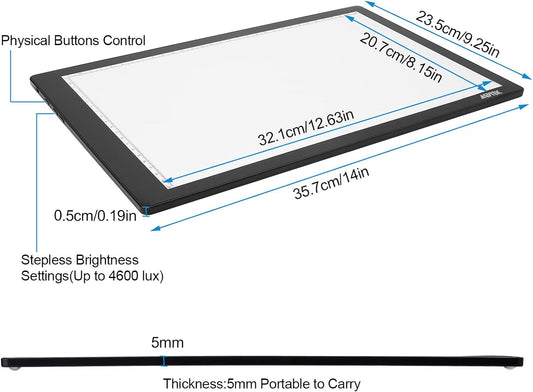 Light Box,Magnetic A4 Light Pad LED Tracing Light Board Physical Buttons Control USB Powered Ultra-thin Dimmable Brightness for Diamond Painting Tatoo Pad Animation,Sketching,Stencilling X-ray Viewing