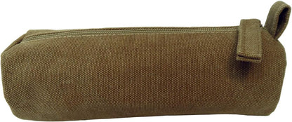 Heavy Canvas Stationery Portable Compact Simple Zipper Pencil Case and Durable Small Medicine Bag 1 Pack Khaki