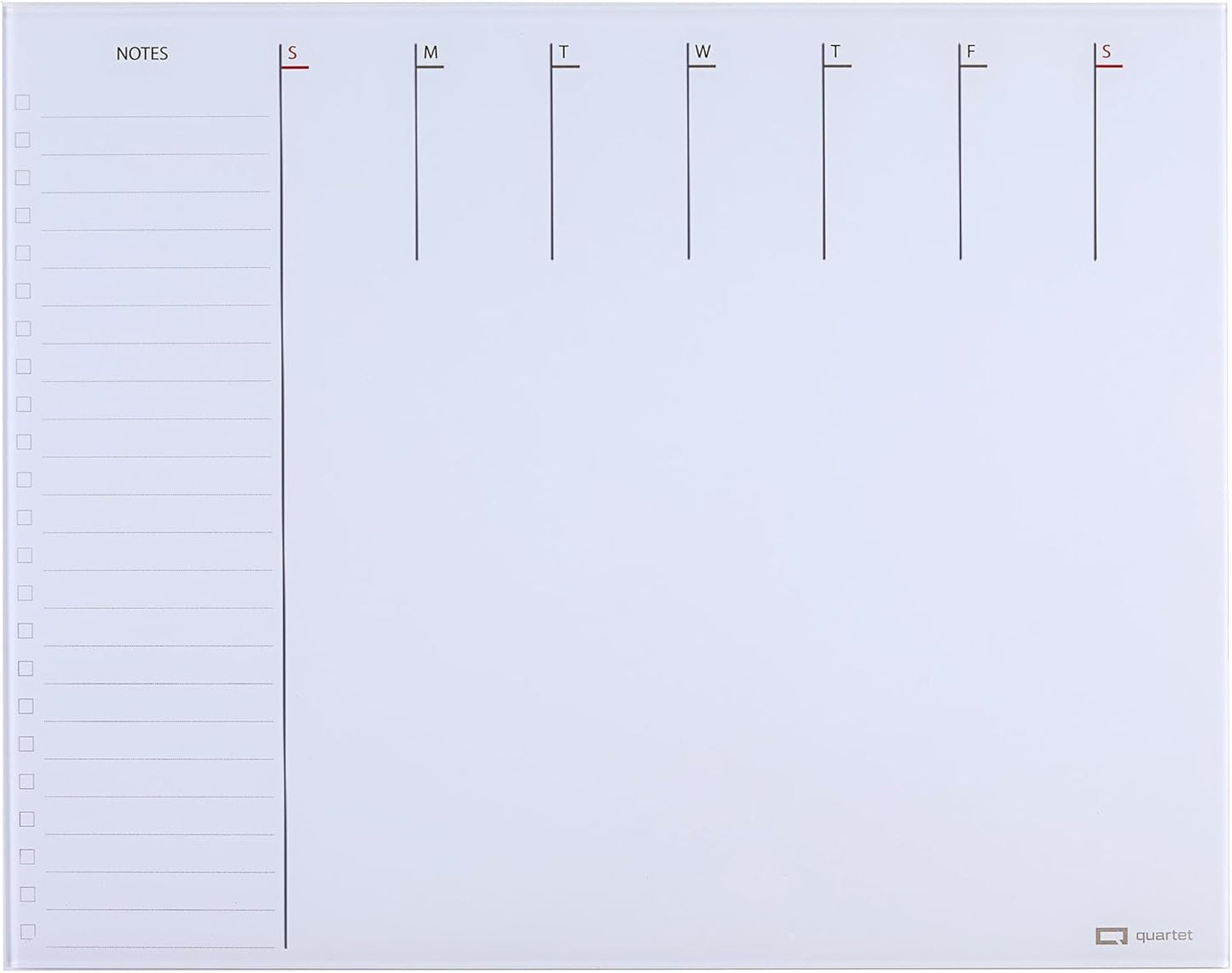 Quartet Glass Desktop Weekly Planner, 17" x 22", Whiteboard, Dry Erase Surface, Clean Erase, Includes 1 Dry Erase Marker, White (GDP2217W)