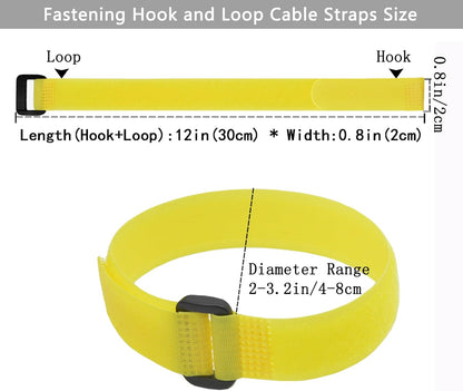 20 Pack (12 x 1 Inch) Reusable Fastening Cable Straps,Adjustable Multi-Purpose Hook and Loop Straps Nylon Cable Ties for Wire Cable Management Home Office Garage Outdoor Organization