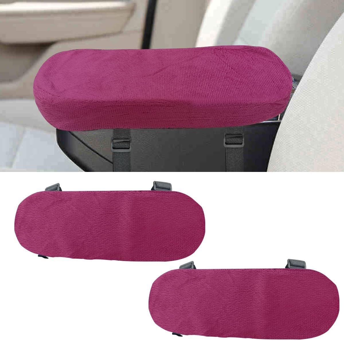BDZMC 2PCS Car Seat Armrest Covers, Soft & Comfortable Office Chair Arm Pad, Anti-Scratch Car Armrest Cushion, Universal Car Armrest Pillow Protector Cover for Most Cars (Grey)