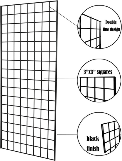 Grid Wall Commercial Grade Gridwall Panels – Heavy Duty Grid Panel for Any Retail Display Wall Grid 2' Width x 6' Height, White (Pack of 3)
