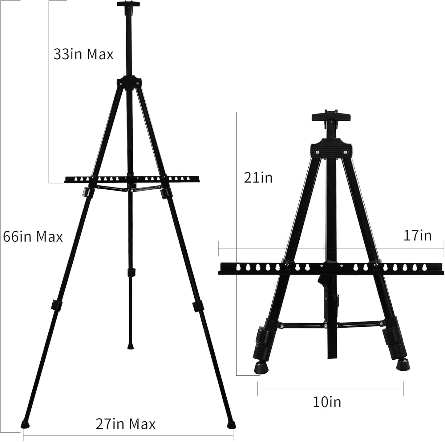 Art Easel Stand for Painting and Sign - RRFTOK 17 to 66 Inch Adjustable Aluminum Tripod Easels for Display, Portable Canvas and Poster Stand with Carry Bag for Beginners, Students and Classroom Use