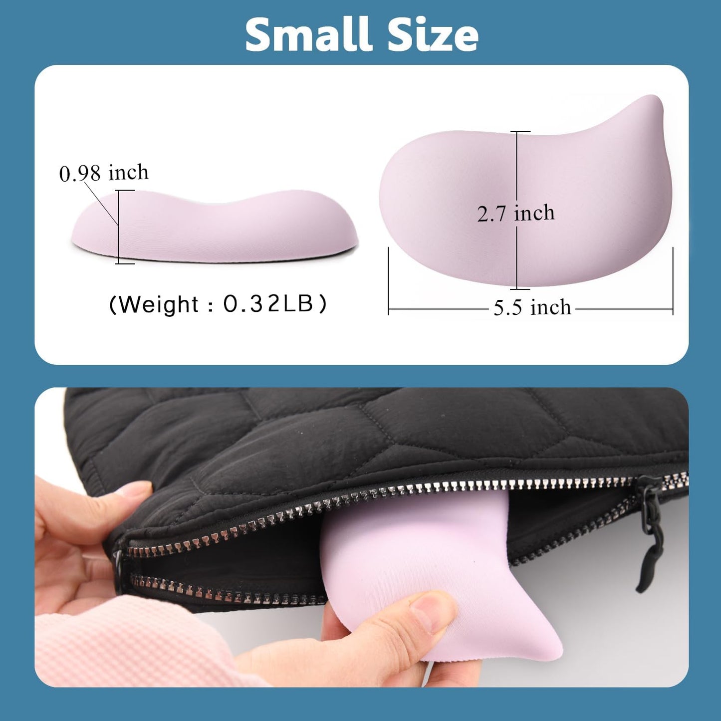 Ergonomic Mouse Wrist Rest Pad, Small Gel Mouse Keyboard Support Cushion Non-Slip Base, for Easy Typing and Wrist Pain Relief Office Computer, Laptop, PC Gaming (Blue)