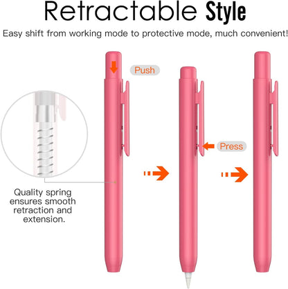 MoKo Holder Case for Apple Pencil 1st Generation, Retractable Apple Pencil 1st Case Protective iPad Pencil Sleeve Skin Cover with Sturdy Clip, Pink