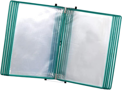 Wall Mount Reference Display System, Catalog Display Rack, A4 Folder Wall-Mounted File Holder, 10 Panels Desktop/Wall Reference System, Poster Flip Book,Folders(Green)
