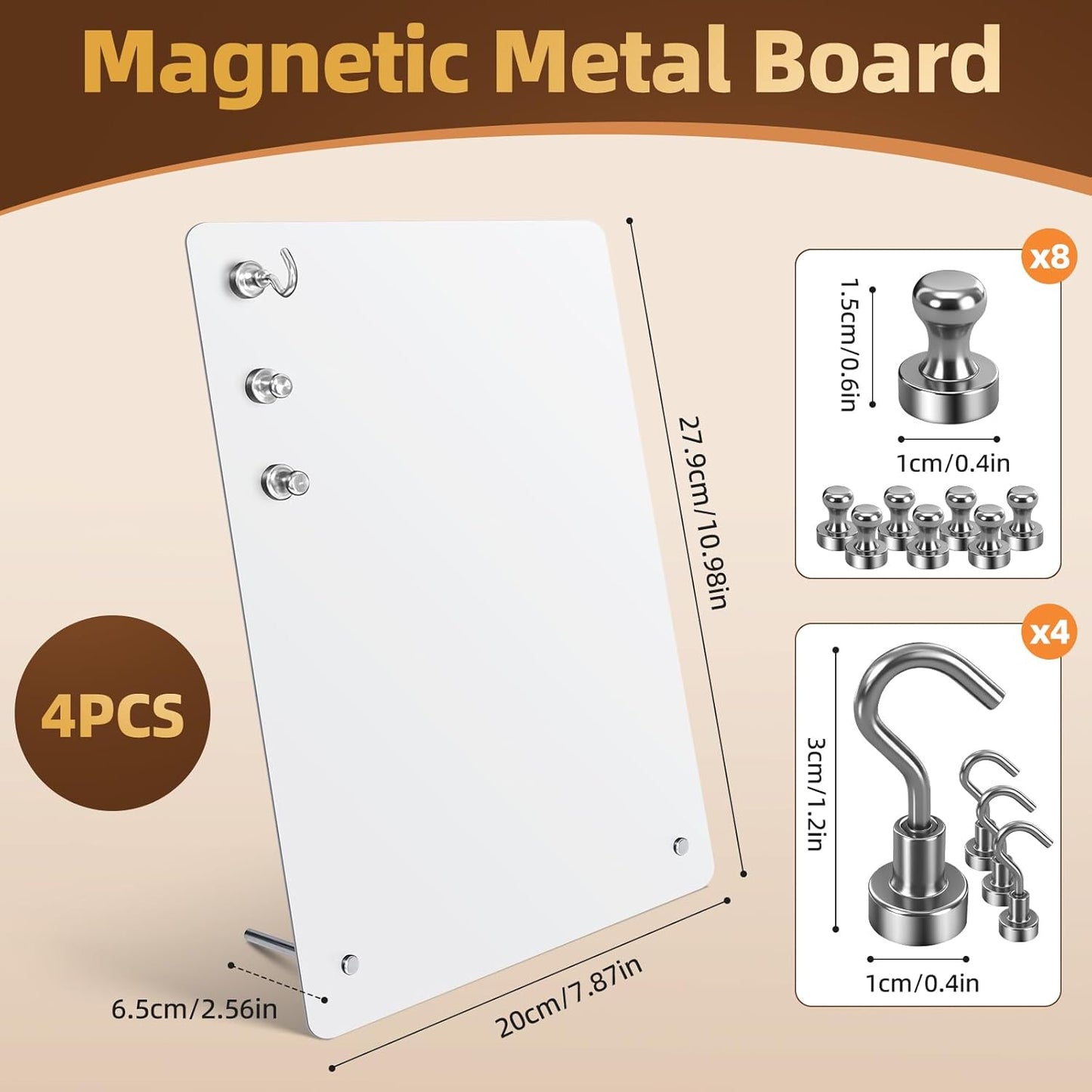 Magnetic Metal Display Bulletin Board - 2 Pack 11x8Inch Magnet Display Stand with 6 Magnets for Displaying Memos Messages Photos in Home School Kitchen Office （ Black Vertical）