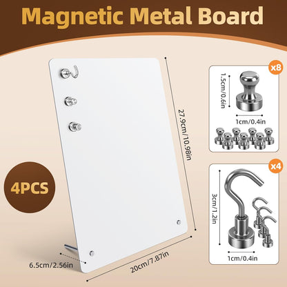 Magnetic Metal Display Bulletin Board - 2 Pack 11x8Inch Magnet Display Stand with 6 Magnets for Displaying Memos Messages Photos in Home School Kitchen Office （ Black Vertical）