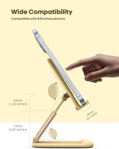 Lamicall Cell Phone Stand for Desk - [Height Adjustable] Foldable Mobile Phone Holder, Portable Stand for iPhone 17 16 15 14 13 12 11 Pro Max Plus Air, Galaxy S25, Office Gift, Telephone Accessories