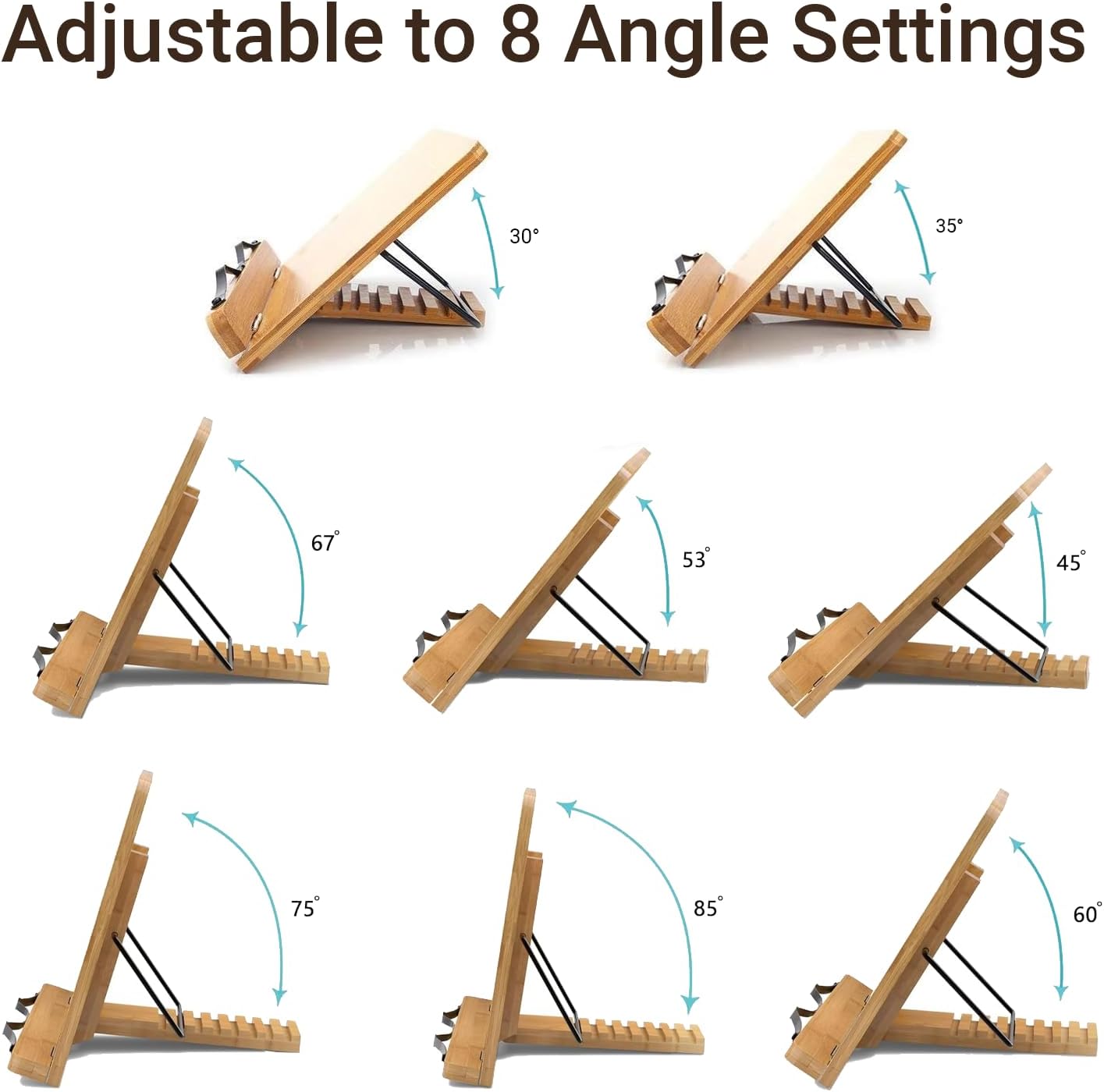 Adjustable Book Stand, Stable and Lightweight Wooden Textbook Holder Stand, Bible/Recipe/Pad/Reading/Cooking Book Tray